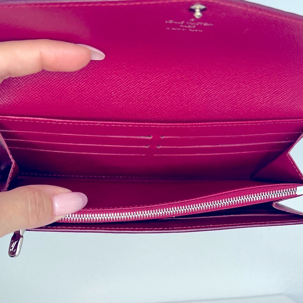 EUC Louis Vuitton Epi Magenta Portefeuille Sarah Leather Snap Zip Wallet COA - Picture 6 of 16